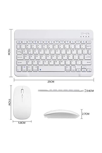 DUHALINE Casper Pad H10 12.6" Tablet için Uyumlu Slim Şarjlı Türkçe Bluetooth Klavye / Mouse Seti