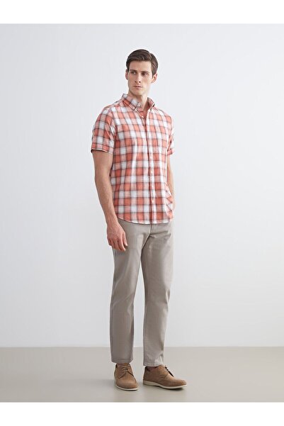 LC Waikiki Regular Fit Short Sleeve Plaid Poplin Men's Shirt