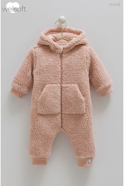 Caramell Welsoft Mink Kız Bebek Tulum Vizon