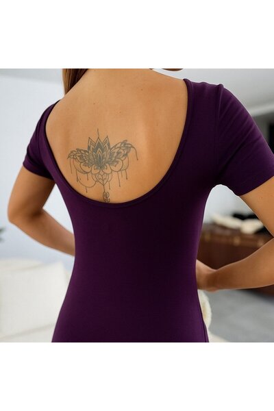 JANES Rochie de damă cu mâneci scurte din viscoză, cu decolteu în spate