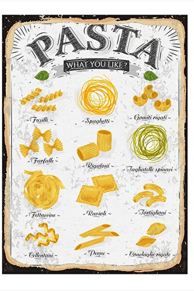 Bedeko Makarna Çeşitleri Dekoratif ahşap Tablo 25cm X 35cm