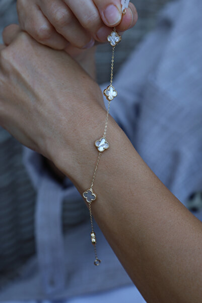 Yenigün Kuyumculuk 14 Ayar Altın Sedefli Yonca Bileklik