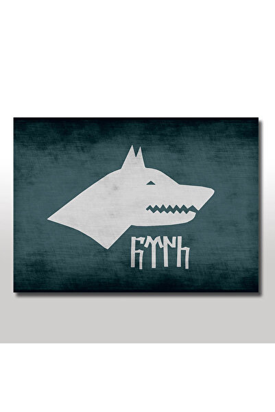 Generic Brand Tablou din lemn 25cm X 35cm Göktürk Kurt și Bannerul Turc