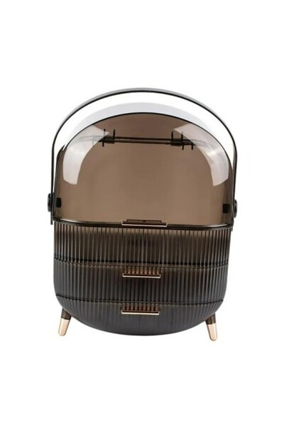 Kardett Black makeup organizer with transparent lid and 3 drawers, storage box for cosmetics, perfume