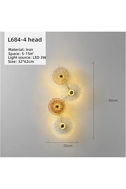 Kardett Aplica LED de perete metalică, modernă, 62 cm, 12W, design postmodern, iluminat decorativ pentru l