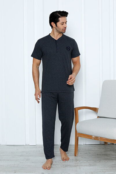 lacelove High Quality Cotton Combed: Seasonal 3-Piece Short Sleeve Pajamas Set for Men Fathers