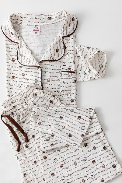 lacelove Long Sleeve Shirt Collar Women's Pinterest Pajama Set - Seasonal Women's Pajamas - Wide Size Range �