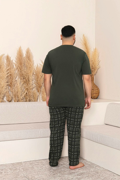 lacelove Nisanca summer plus size men cotton pajamas set- short sleeve men's sleepwear