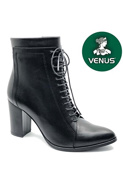 Venüs Fiore Hakiki Deri Ortopedik Topuklu Kadın Bot SİYAH
