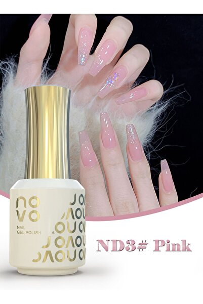 No-vo 5-in-1 Gel Polish, UV LED Multifunctional Builder Nail Gel 15ml-ND3# Pink