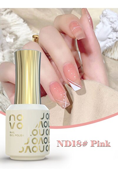 No-vo 5-in-1 Gel Polish, UV LED Multifunctional Builder Nail Gel 15ml-ND18# Pink