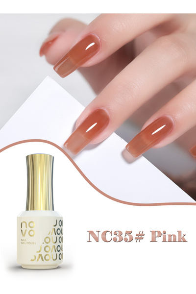 No-vo Jelly Gel Nail Polish, Sheer Nail Polish, UV LED Gel for DIY 12ml-NC35# Pink