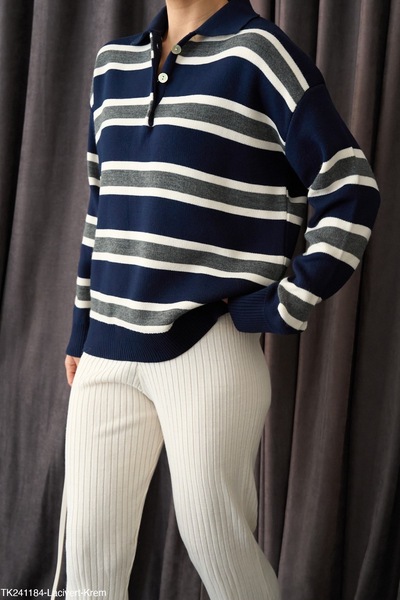 By Armin Pulover tricotat pentru femei și bărbați, cu guler, cu dungi și cu j...