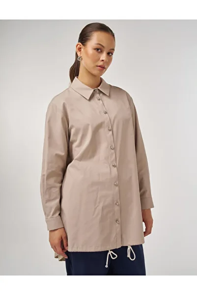 Kayra Lace Layer Detailed Garnished Tunic Mink