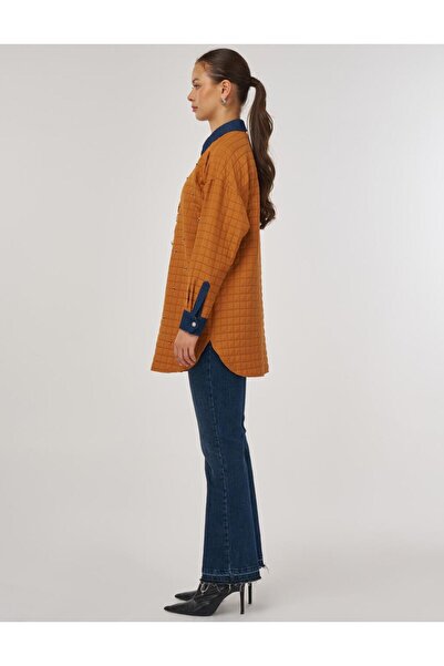 KYR Denim Yaka Kapitone Tunik Balkabağı