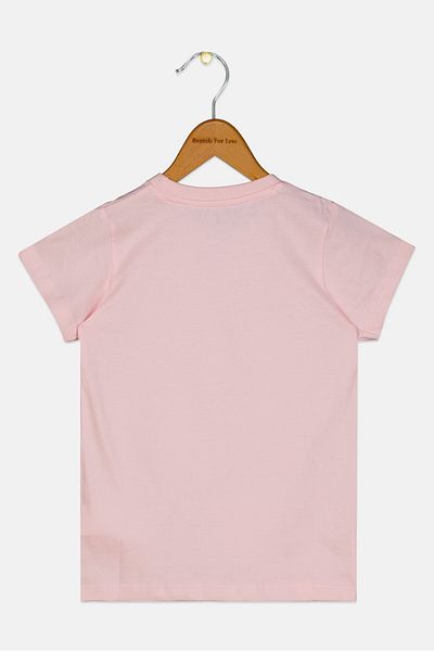 Disney Kids Girl Princess Graphic Print Short Sleeve Top, Pink