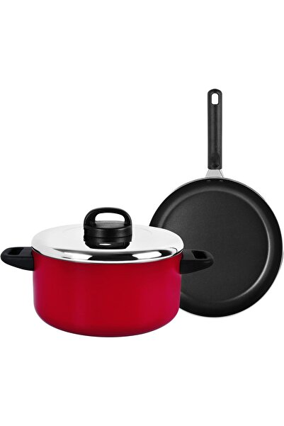 erorex طقم أواني طهي كلاسيكية مغطاة، مكون من 3 قطع Pr20933، أحمر، ألومنيوم