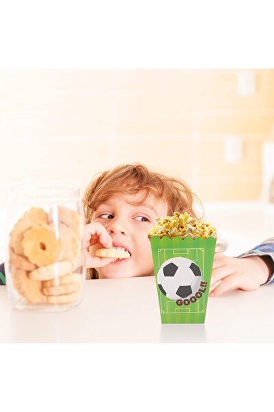 erorex Snack Containers 30Pcs Popcorn Box Paper Snacks Box Football Pattern Container French Frie Snacks