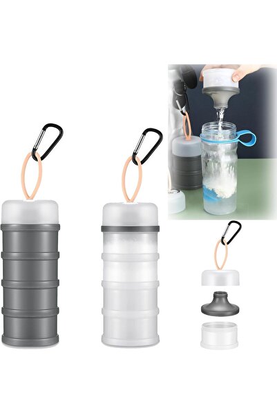 erorex 2 Pcs Portable Protein Powder Containers Food, Stackable Leakproof Dispensers Funnel Stand,