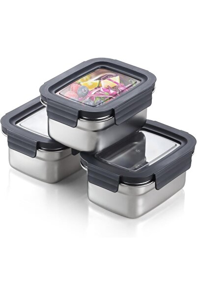 erorex Food Storage Container Lids, Stainless Steel Rectangular Leak Proof Airtight Kitchen Meal Prep