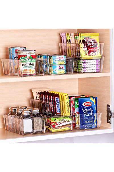 erorex 6 Pack Pantry Organization Storage Bins Kitchen Fridge Countertop Cabinet, Stackable Clear Plastic