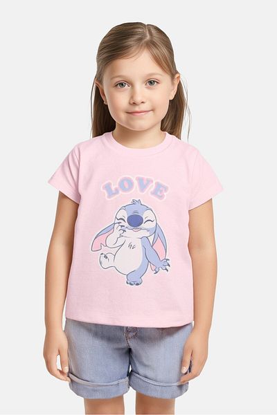 Disney Kids Girl Graphic Print Short Sleeves Top, Pink