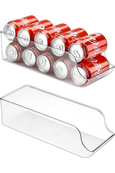 erorex 2 Pack Can Drink Dispenser Organizer Refrigerator, Clear Plastic Soda Pop Can Holder Container