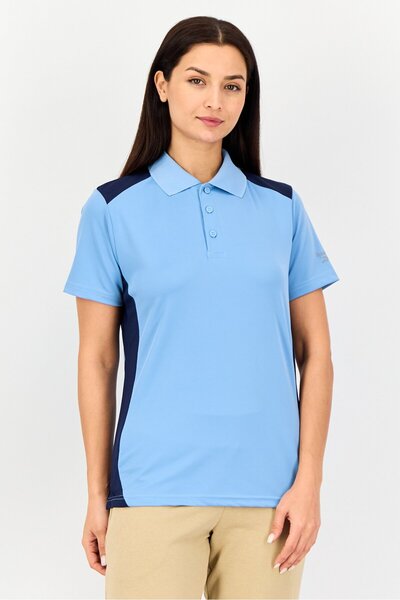 Reebok Women Sportswear Fit Short Sleeve Training Polo Shirt, Light Blue