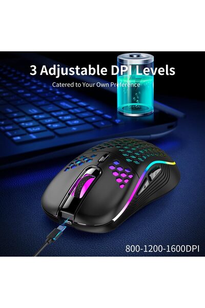 erorex Wireless Gaming Mouse Rechargeable Pc Mouse ماوس لاسلكي Rgb Backlight 6 Buttons Adjustable