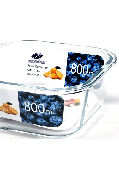 erorex Borosilicate Glass Square Food Saver 800Ml Capacity, Openable Secure Air Vent, Silicone Seal,