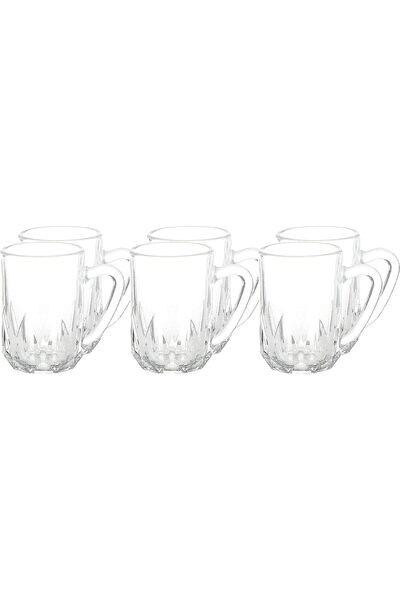 erorex 6 Pcs Tea Glass Mug Set Handle, 235Ml | 6 Pcs Clear Glass Coffee Mugs Premium Quality Glassware |