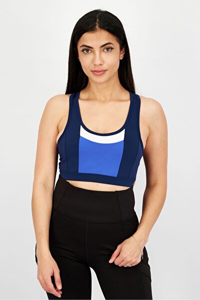 Asics Women Fitness Training Color Block Padded Bra, Blue Purple