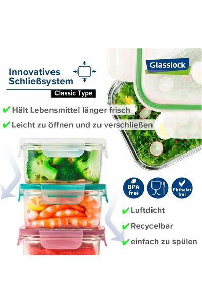 erorex Rp522 Square Oven Safe Food Glass Containers, 900 Ml