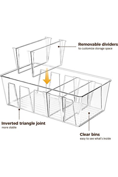 erorex 6 Pack Pantry Organization Storage Bins Kitchen Fridge Countertop Cabinet, Stackable Clear Plastic