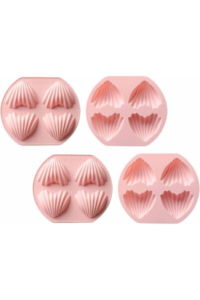 erorex قالب كيك مادلين مكون من 4 قطع، صينية كيك على شكل قلب من السيليكون، أدوات خبز مادلين غير لاصقة للخبز في الفرن