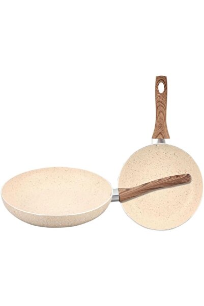 erorex مقلاة غير لاصقة بمقبض مريح من قطعتين، لون كريمي، 24/28 سم، Kp 02M