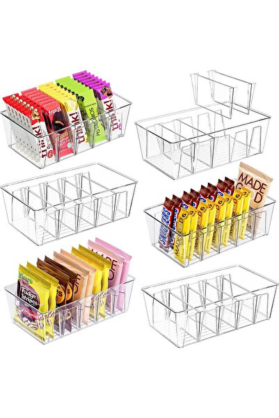 erorex 6 Pack Pantry Organization Storage Bins Kitchen Fridge Countertop Cabinet, Stackable Clear Plastic