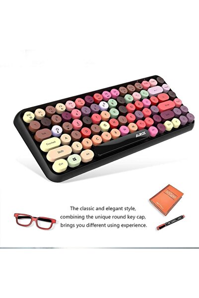 erorex لوحة مفاتيح بلوتوث 308I، غطاء مفاتيح دائري، اتصال بلوتوث 10 أمتار، 84 مفتاحًا، نظام التشغيل Windows 2000 وWindows Xp