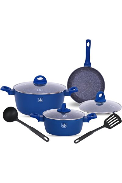 erorex طقم أواني طهي مطلي بالجرانيت مكون من 8 قطع، طاجن مطروق بغطاء 28 سم، طاجن مطروق بغطاء 22 سم، طاجن مطروق بغطاء 26 سم