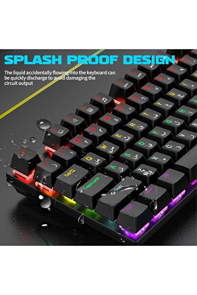 erorex لوحة مفاتيح ميكانيكية للألعاب بإضاءة خلفية LED، 104 مفتاحًا، استجابة سريعة، واجهة USB، E Sport