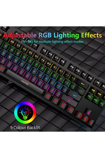 erorex Arabic English 87 Keys Mechanical Gaming Keyboard Wired Gaming Keyboard 9 Colors Rgb Backlit