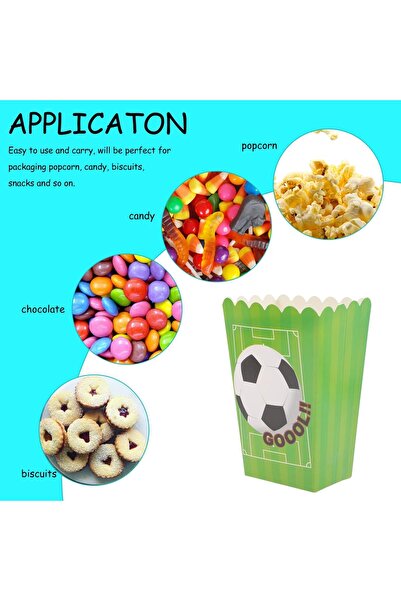 erorex Snack Containers 30Pcs Popcorn Box Paper Snacks Box Football Pattern Container French Frie Snacks