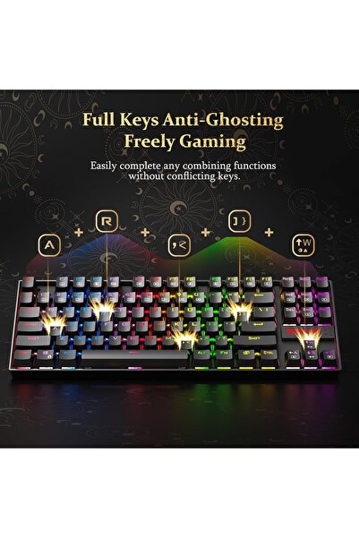 erorex لوحة مفاتيح ألعاب ميكانيكية K552 60% بإضاءة خلفية RGB ومفاتيح سلكية حمراء تعمل بنظام Windows Gaming PC UK Qwerty