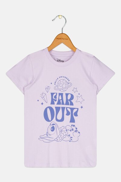Disney Kids Girl Graphic Print Short Sleeve T-Shirt, Lavender