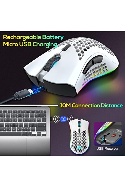 erorex ماوس ألعاب لاسلكي مزود بـ 6 أزرار مبرمجة بدقة 3 نقاط في البوصة قابلة للتعديل ونقرة صامتة لأجهزة الكمبيوتر المحمولة وأجهزة ماك، مريح