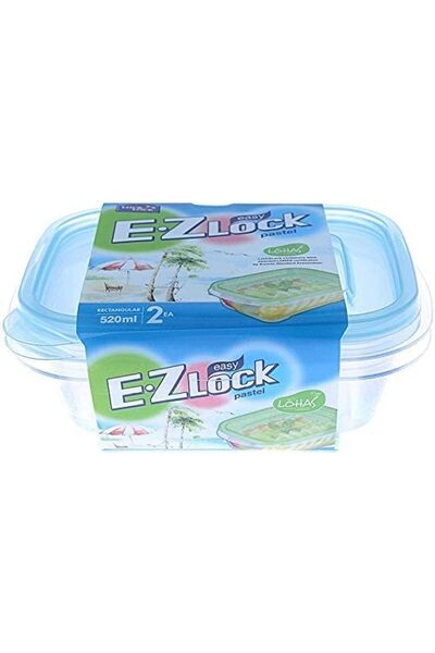 erorex Ez Lock Pastel Rectangular Container, Set Of 2 Piece Blue Hle6300W