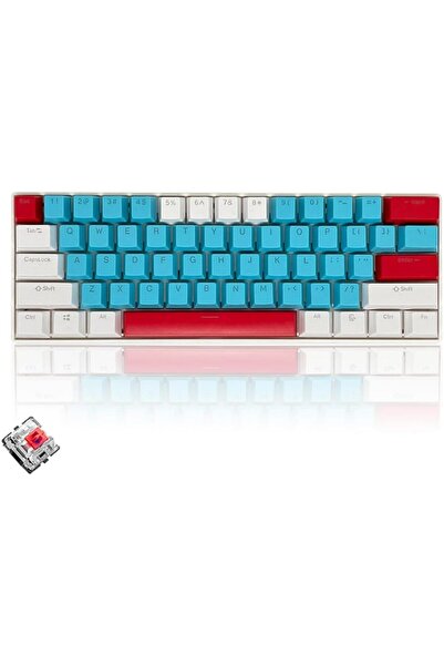 erorex لوحة مفاتيح ألعاب RGB مكونة من 61 مفتاحًا، مقاومة للماء بنسبة 60%، سلكية صغيرة، مضادة للظلال، أغطية مفاتيح بثلاثة ألوان