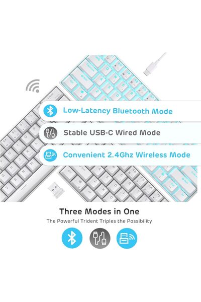 erorex Rk61 Wireless 60% Triple Mode Bt5.0/2.4G/Usb C Mechanical Keyboard 61 Keys Compact Gaming Keyboard
