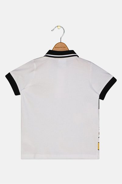 Disney Toddlers Boy Short Sleeve Mickey Mouse Print Polo Shirt, White
