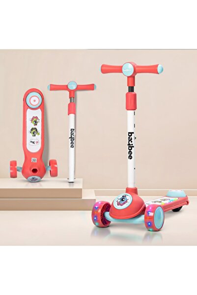 erorex سكوتر تزلج سونيك للأطفال بثلاث عجلات ومقبض قابل لتعديل الارتفاع وسكوتر ركل للأطفال مزود بإضاءة ليد من البولي يوريثان